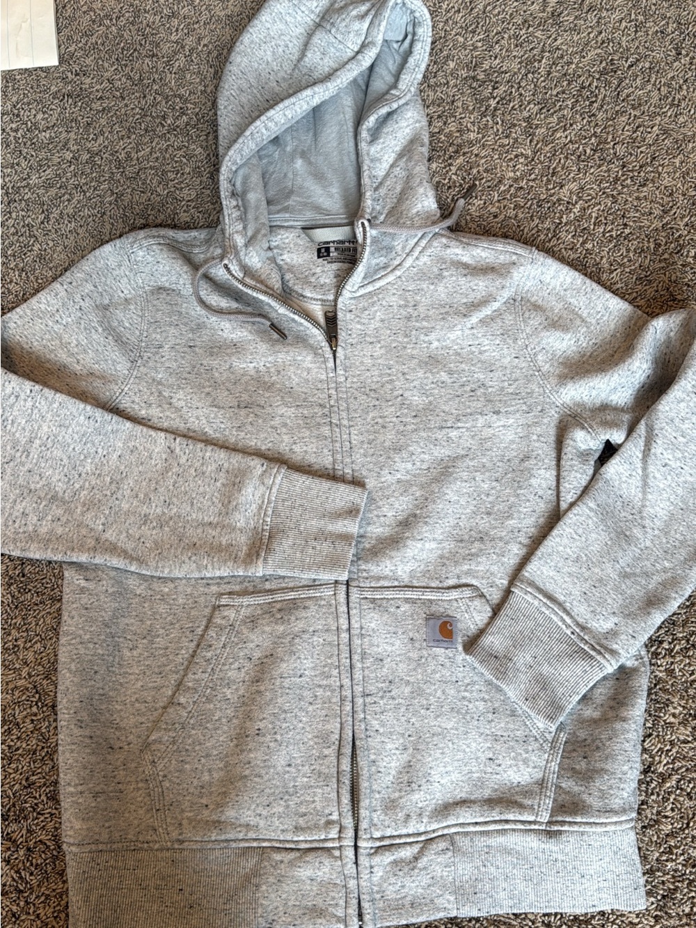 Carhartt Light Heather Gray Zip-Up Hooded Sweatshirt